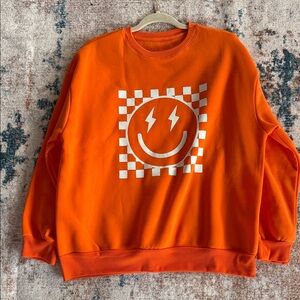 Orange Smiley Graphic Sweater